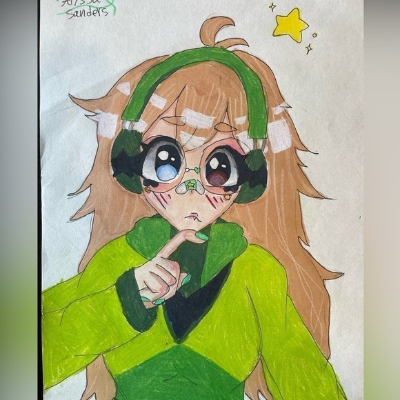 Hand drawn 9” X 12” Anime Art - Picture 1 of 1
